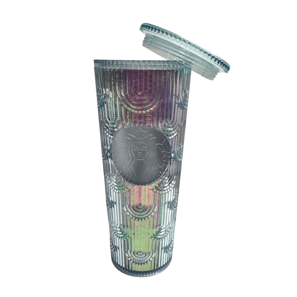 Starbucks Tumbler 24oz Venti Iridescent Blue Scale‎ 2024 New Cold Cup with Straw